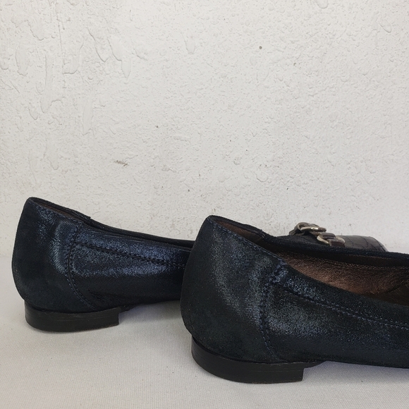 AGL Attilio Giusti Black Leather Snake Print Flats - Picture 4 of 11